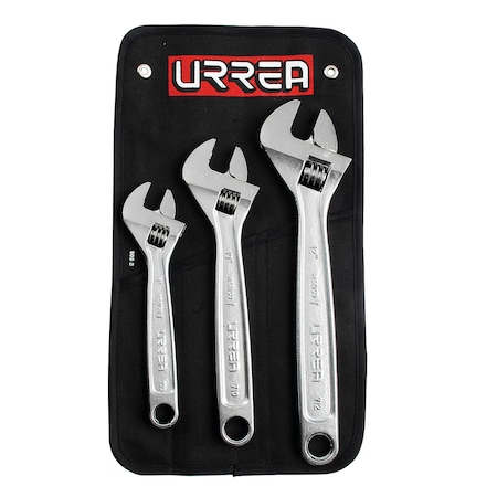 Urrea Adjustable Wrench Chrome-plated set of 3 pieces 795